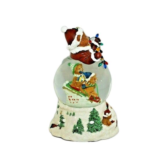 San Francisco Music Box Company Water Globe Santa Teddy Bear Rare - Picture 7 of 10